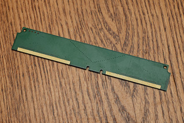 RAM memory green color with gold-plated connectors.