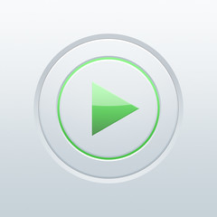 Play button. White button with green backlight. Active