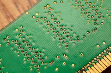 RAM memory green color with gold-plated connectors.