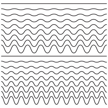 Set of wavy - curvy and zigzag - criss cross horizontal lines. Vector illustration