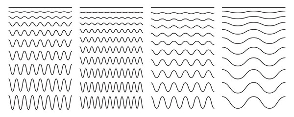 Set of wavy horizontal lines on a white background. Vector design element.
