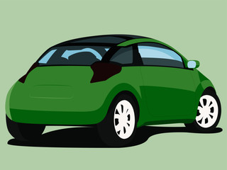 Fototapeta na wymiar Hatchback green realistic vector illustration isolated