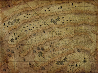 Old vintage fantasy map  graphic