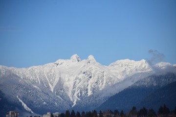 A picture of snow covered Lion's Mountain.   BC Canada
