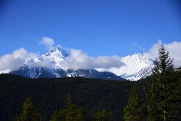 A picture of snow covered Tantalus ridge.   BC Canada