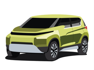 SUV green realistic vector illustration isolated