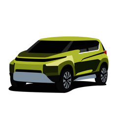 SUV green realistic vector illustration isolated