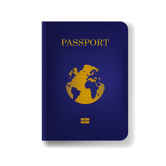 Realistic cover of passport. Vector template or mock up isolated on white background.