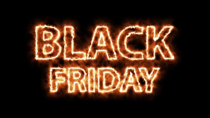 fire Black Friday animation. Sales and discounts. burning text black friday on black background banner 4K video.  - Powered by Adobe