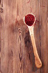 saffron threads  with vintage spoon