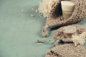 Eco-friendly cleaning kit Organic soap jute washcloth. Zero waste, plastic-free