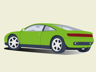 Sport car green realistic vector illustration isolated