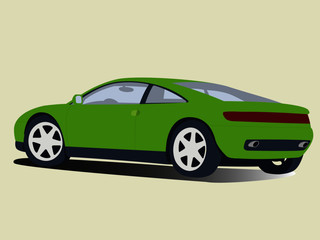Fototapeta na wymiar Sport car green realistic vector illustration isolated