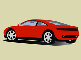 Sport car orange realistic vector illustration isolated