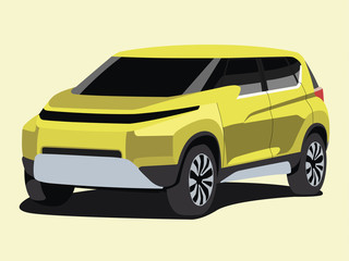 SUV yelow realistic vector illustration isolated