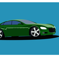 Plakat Sport car green realistic vector illustration isolated