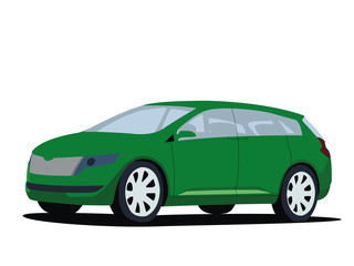 Minivan green realistic vector illustration isolated