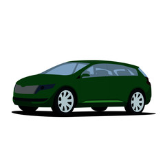 Minivan green realistic vector illustration isolated