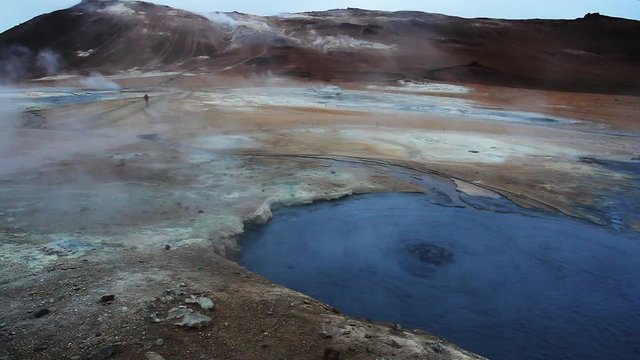 Hot springs, Geyser. Iceland. Geothermal area in lake Myvatn in Iceland.