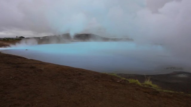 Hot springs, Geyser. Iceland. Geothermal area in lake Myvatn in Iceland.