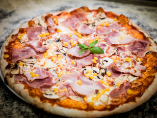 freshly backed pizza  process