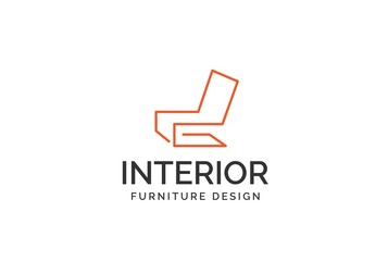 Simple minimalist and modern chair furniture interior logo design flat vector graphics