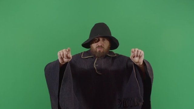 Adult Man Magician Making Square Appear