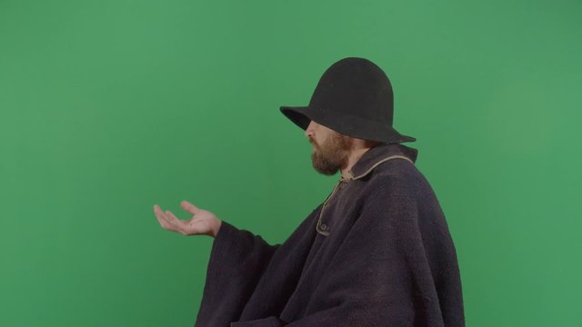 Adult Man Magician Making Ball Of Fire