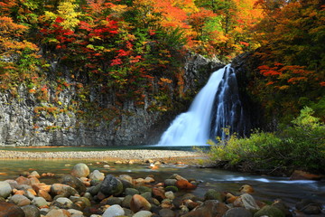 紅葉の法体の滝