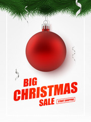 Christmas and New Year Holiday Sale Ad Poster.