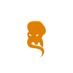 Fototapeta premium Template for logos, labels and emblems with silhouette of octopus. Vector illustration