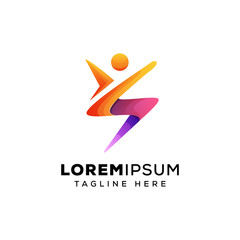 energy sport logo premium vector, sport people logo