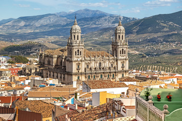 Aerial view of Jaen Cathedral in Jaen, Spain
