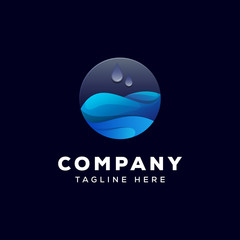 liquid water drop logo design illustration, wave logo