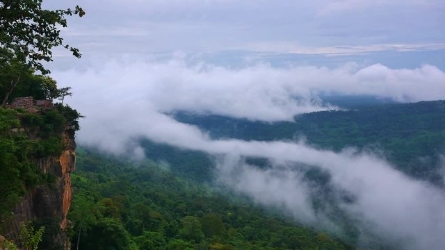 cloud and fog moves in Pha Mor e Dang,sisaket,Thailand.