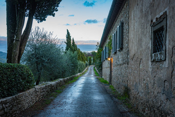 Fototapeta na wymiar View of the ancient Meleto Castle in Tuscany