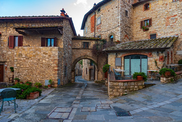View of Vertine a small medieval town in Tuscany