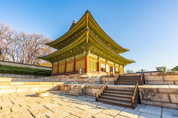 Beautiful architecture building Changdeokgung palace in Seoul city