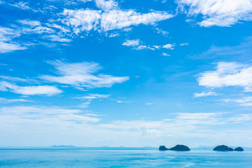 Beautiful outdoor tropical beach sea around samui island with coconut palm tree and other