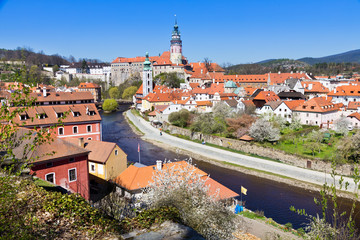  castle and Moldau river, Cesky Krumlov town (UNESCO), South Bohemia, Czech republic, Europe - obrazy, fototapety, plakaty