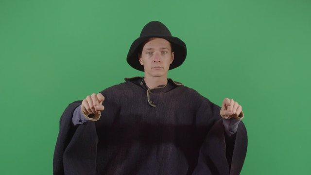 Adult Man Magician Making Square Appear