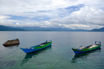 Fototapeta na wymiar Indonesia Alor - traditional boats lie at anchor