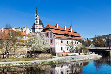 Fototapeta premium st Vitus church, Cesky Krumlov town (UNESCO), South Bohemia, Czech republic, Europe
