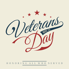 Happy Veterans day letter vintage style background