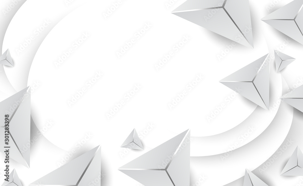 Wall mural 3d abstract white triangle shapes minimal background.geometric polygon for business card and cover y