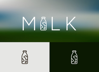 Milk Icon, logo, monoline concept. 