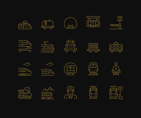 Rail transport Icons,  Monoline concept The icons were created on a 48x48 pixel aligned, perfect grid providing a clean and crisp appearance. Adjustable stroke weight. 