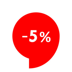 Sale - minus 5 percent - red tag isolated - vector
