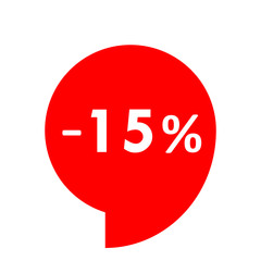 Sale - minus 15 percent - red tag isolated - vector