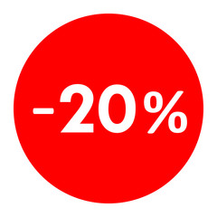 Sale - minus 20 percent - red tag isolated - vector
